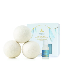 Thymes Wool Dryer Balls Set - Inclusief 3 Wollen Wasballen + 1 Geparfumeerde Wasgeurolie voor Droger - Elimineer Rimpels Statisch en Pluisjes (Ge