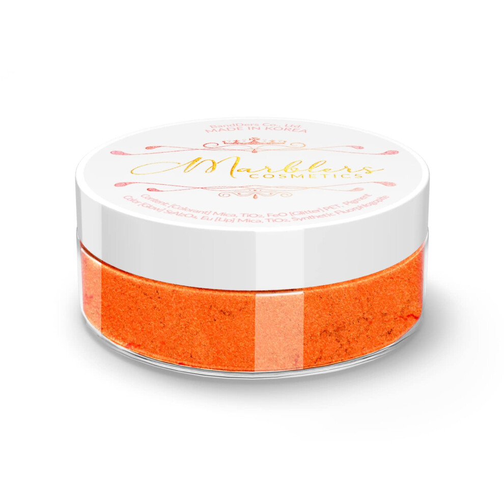 Marblers Fine Synthetic Mica Powder [Juicy Orange] 0.11Oz (3G) | Highly Pigmented | Non-Toxic Vegan Cruelty-Free | Lip Gloss Lipstick Bath Bo