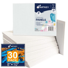 Telas Artkey para pintura 8 x 10 polegadas 30 pacotes 10 onas preparadas 100% algodo branco em branco Placas de tela plana Painis de tela de p