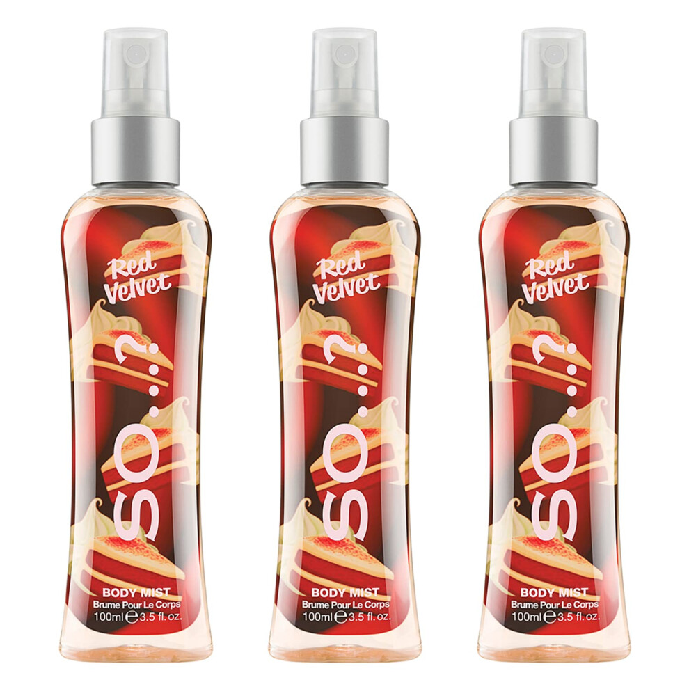 So...? Red Velvet Body Mist For Women - 3.5 Oz Body Mist - Pack Of 3