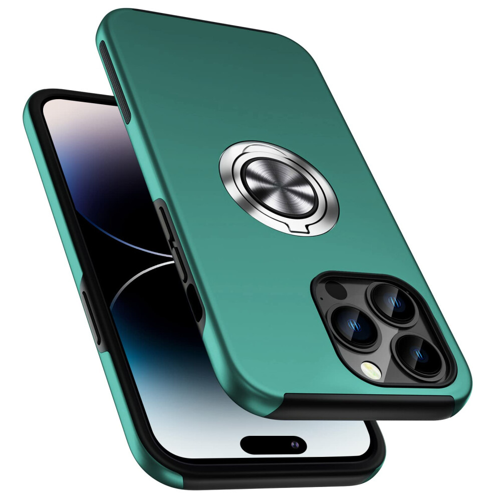Pelepues Shockproof Case For Iphone 14 Pro Max [Embedded Finger Ring] Military Grade Phone Case Cover With Reinforced Metal Stand Kickstand [Sup 8180938846856