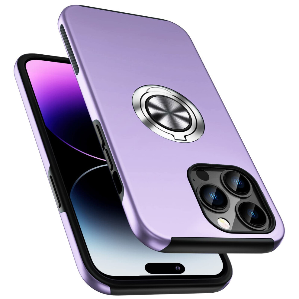 Pelepues Shockproof Case For Iphone 14 Pro 6.1'' [Embedded Finger Ring] Military Grade Phone Case Cover With Reinforced Stand Kickstand [Support 8180938846818