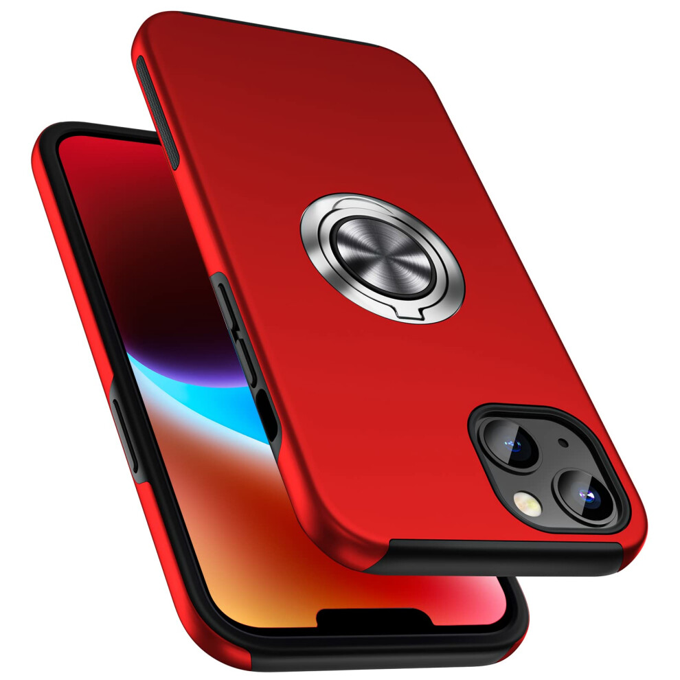 Pelepues Shockproof Case For Iphone 14 6.1 Inch [Embedded Finger Ring] Military Grade Phone Case Cover With Reinforced Metal Stand Kickstand [Su 8180938846900
