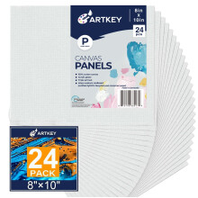 Telas Artkey para pintura 8 x 10 polegadas 24 pacotes 10 onas preparadas 100% algodo branco em branco Placas de tela plana Painis de tela de p