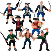 8 Piece Pirate Action Figures Playset in Assorted Poses and Weapons Fun Pirate Men Party Favor for Kids (3.5 inch)