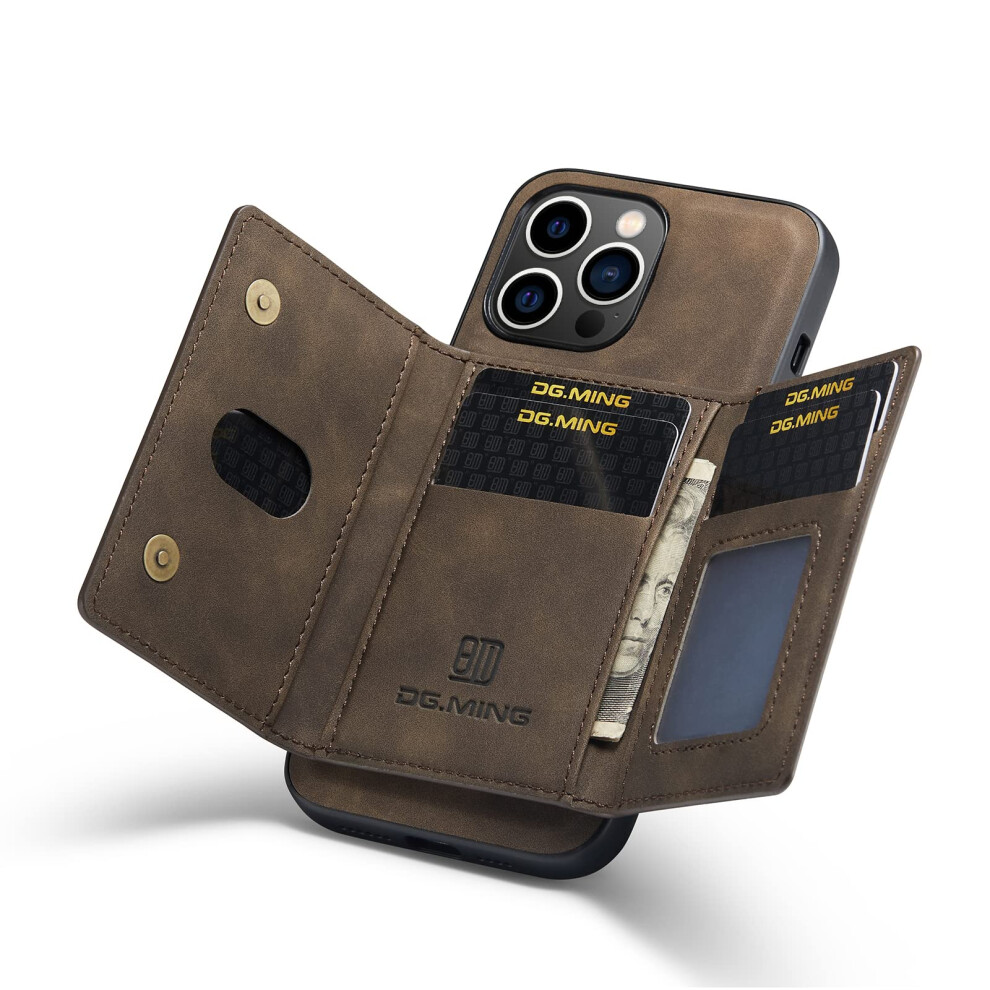 Wallet Case Compatible With Iphone 14 Pro Max Dg.ming Premium Leather Phone Case Back Cover Magnetic Detachable With Trifold Wallet Card Holder 699911078781