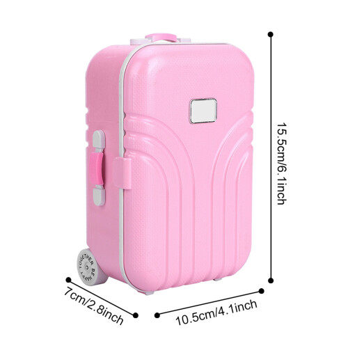 Baby Suitcase Toy Cute Plastic Rolling Suitcase Mini Luggage Box (Pink) 1