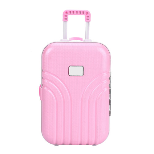 Baby Suitcase Toy Cute Plastic Rolling Suitcase Mini Luggage Box (Pink) 2