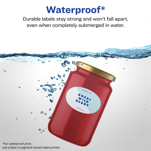 Etichette ovali impermeabili Avery Avery Dureture Waterroo-Water 1