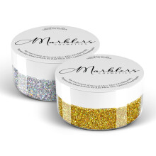 MARBLERS Cosmetic Grade Fine Glitter Duo [Holo Silver & Holo 24K Gold] 0,36 oz (10 g) | Ungiftig | Vegan | Tierversuchsfrei | Lidschatten-Nagell