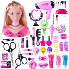 Konhaovf Kids Doll Head pour coiffer et maquillage Poup e de maquillage avec des accessoires de s che-cheveux (rose)