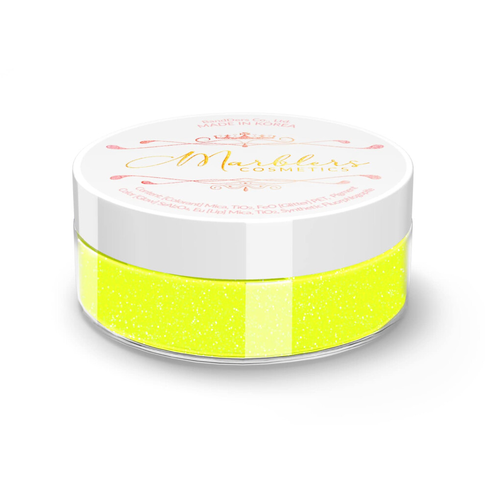 Marblers Yellow Cosmetic Grade Fine Neon Glitter [Fluorescent ] 0.18Oz (5G) | Fine | Non-Toxic | Vegan | Cruelty-Free | Eyeshadow Nail Polish Na