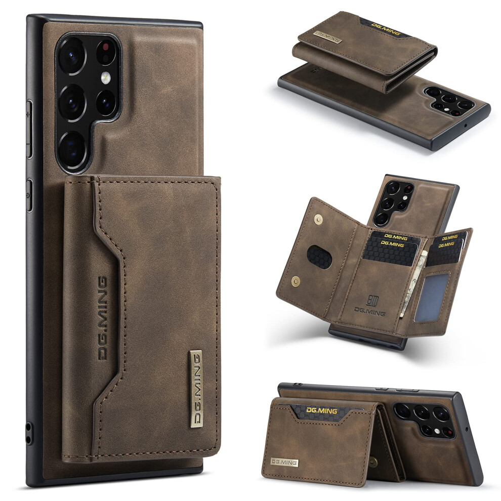 Wallet Case For Samsung Galaxy S23 Ultra Dg.ming Premium Leather Phone Case Back Cover Magnetic Detachable With Trifold Wallet Card Holder Pocke 699983296953