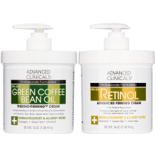 Advanced Clinicals Retinol-Krpercreme + grnes Kaffeebohnenl Thermo - Straffende Krperlotion 2-teiliges Hautpflegeset fr Frauen und Mnner | Feuc