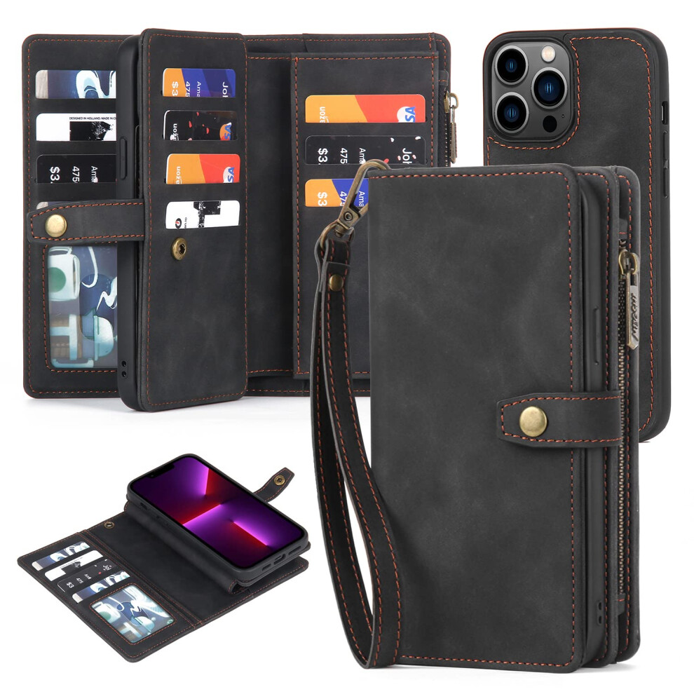 Twohead For Iphone 13 Pro Wallet Case With Card Holder Detachable Magnetic 13 Pro Phone Case Pu Leather Shockproof Protective Cover Wallet For W 772168895667