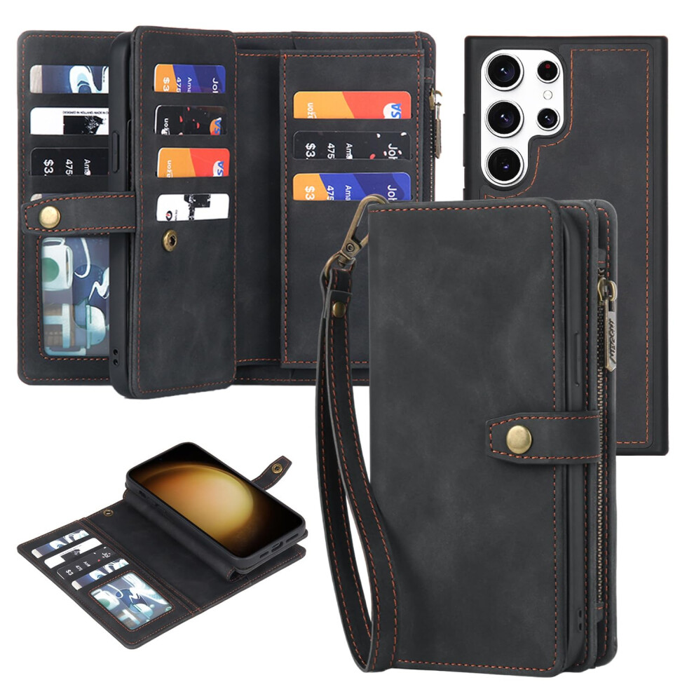 Twohead For Samsung Galaxy S23 Ultra Wallet Case With Card Holder & Detachable Magnetic Phone Case For S23 Ultra 6.8 In Pu Leather Shockproof Pro 772168896206