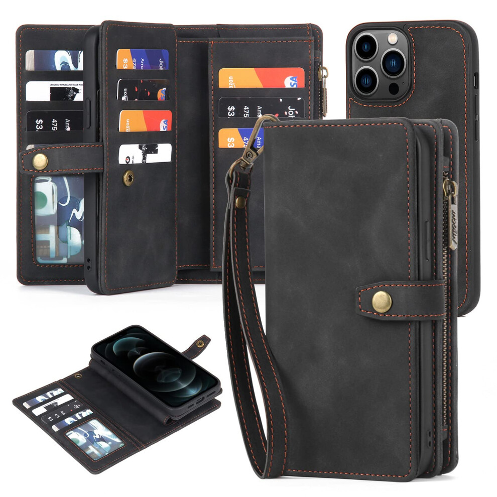 Twohead For Iphone 12 Pro Max Wallet Case With Card Holder Detachable Magnetic 12 Pro Max Phone Case Pu Leather Shockproof Protective Cover Wall 772168896381