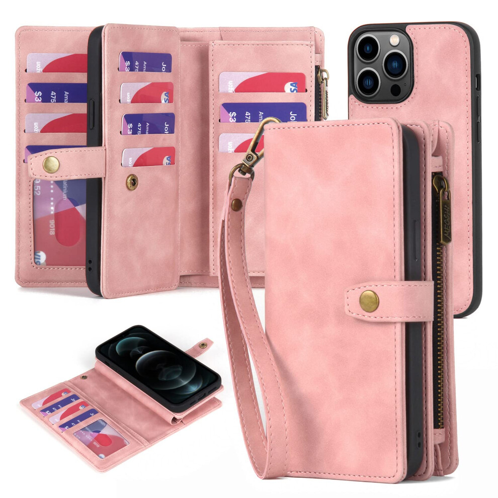 Twohead For Iphone 12 Pro Max Wallet Case With Card Holder & Detachable Magnetic Phone Case Pu Leather Shockproof Protective Case Wallet For Wom 772168896442