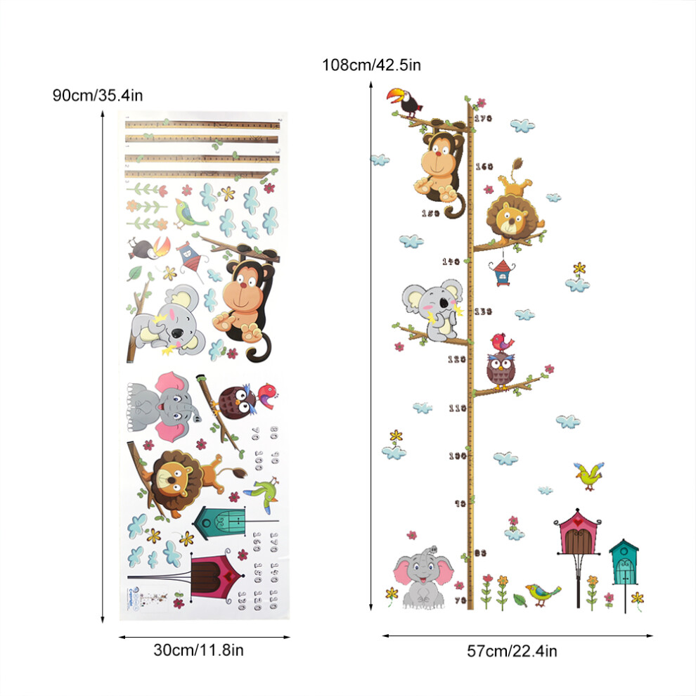 Adhesive  Cute Elephant Lion Kids Height Chart Wall Sticker Vinyl Decal Baby Nursery Room