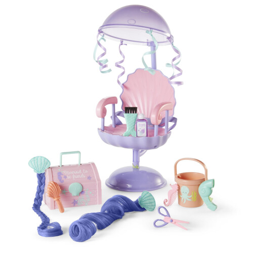 American Girl American Girl WellieWishers Boneca Seashell Salon Playset de 14,5 polegadas com extenses de cabelo que mudam de cor para maiores de 4 anos
