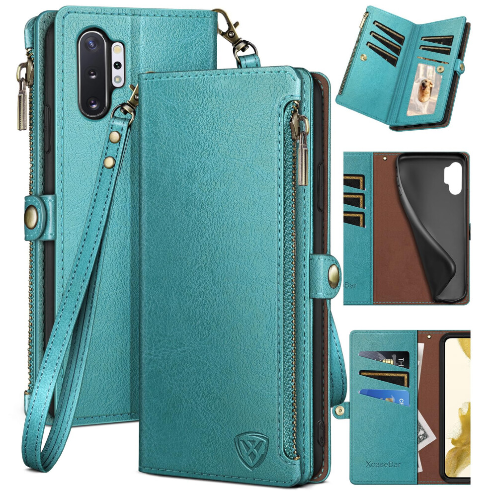 Xcasebar F R Samsung Galaxy Note 10 Plus Brieftaschen-H Lle Mit Rei Verschluss, Kreditkartenhalter, Rfid-Blockierung, Flip-Folio-Buch, Pu-Leder,-image