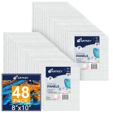 Telas Artkey para pintura 8 x 10 polegadas 48 pacotes 10 onas preparadas 100% algodo branco em branco Placas de tela plana Painis de tela de p