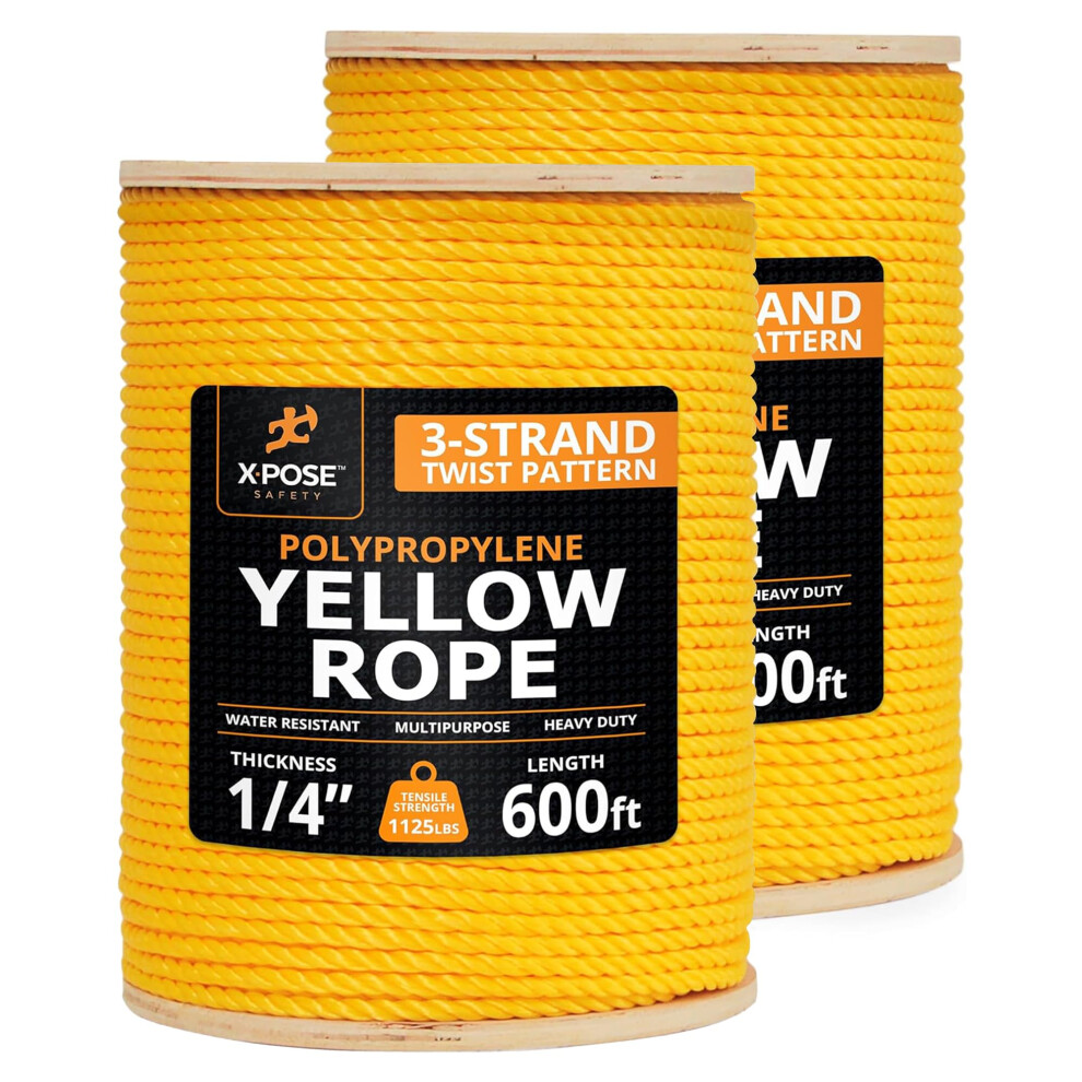 Corde En Polypropylne Torsade Jaune 1/4 """" Paisseur X 600 'Longueur Lourde Cordes En Poly Pour La Corde Jaune Usage Extrieur Et Marin Pour-image