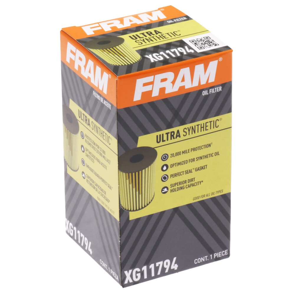FRAM Ultra Synthetic Automotive Replacement Oil Filter Designed for Synthetic Oil Changes Lasting up to 20k Miles XG11794 with SureGrip (Pack of 1)