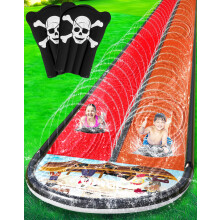 JAMBO 22 Fu Wasserrutsche und 2 Bodyboards, extra lang, strapazierfhig, Rutsche, Spritzer und Rutsche mit aufblasbaren Stofngern, Piraten-Spr