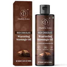 Dude's Love - Organic - Flavored Warming Body Massage Oil - Chocolate | No Stain - Non-Sticky | Nourish & Moisturize Skin | Aromatherapy Vegan Oi