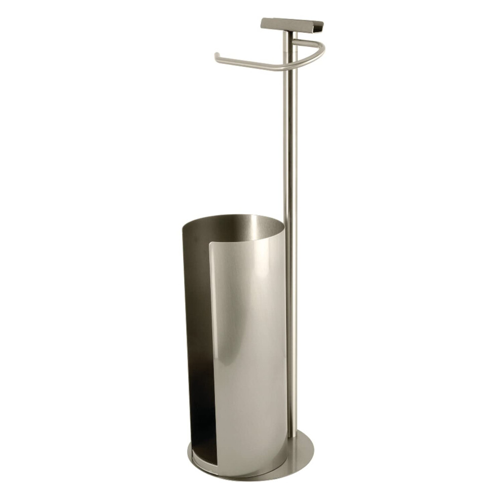 Kingston Brass CC2038 Continental Freestanding Toilet Paper Holder with Roll Storage and Phone Stand  Brushed Nickel-image-OPC-PHWV7RS-NEW