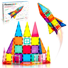 PicassoTiles 36 st Magnetiska plattor Raketset Byggleksaksmagnet Byggstensteknik STEM Lrande Barn Hjrnutveckling Staplingssats Fnsterdrr Spel