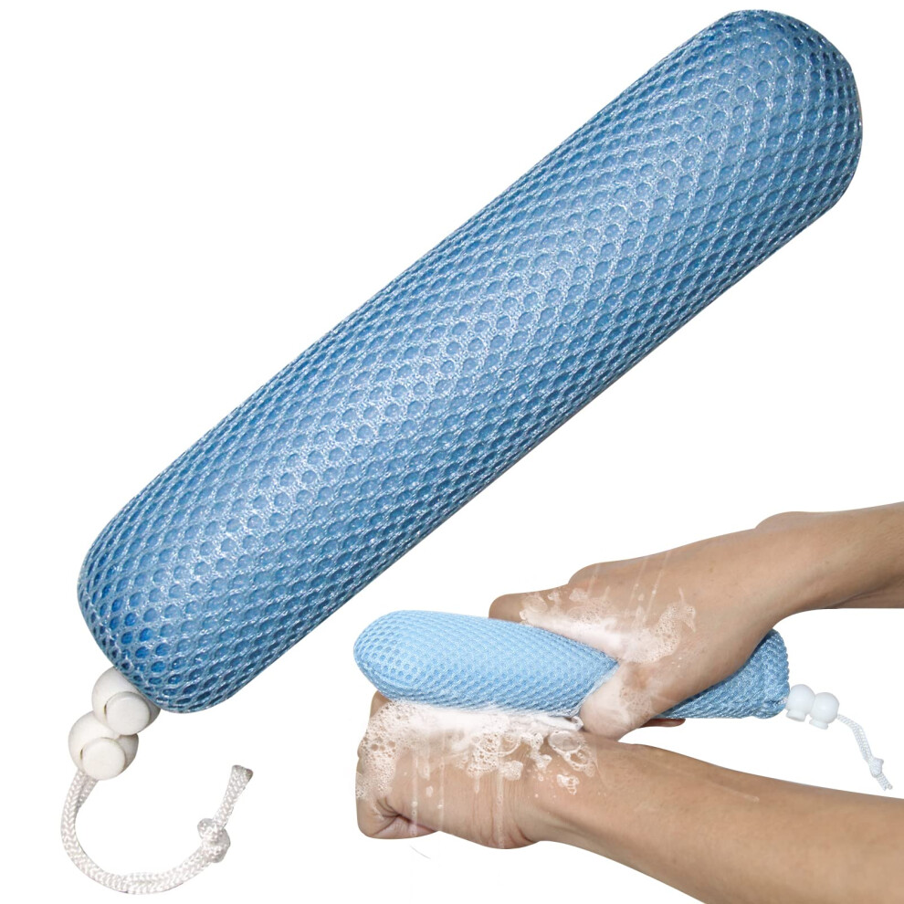 Kkaffe Blue Bath Brush Head With Sponge Back Scrubber Bath Mesh Bath Body Brush Head For Elderly Aid Bathing And Shower ( Head)