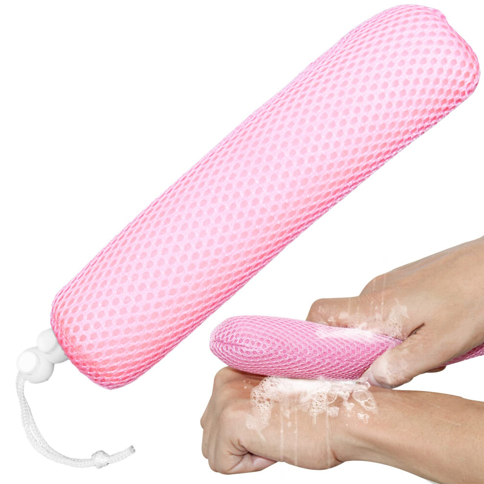 Kkaffe Pink Bath Brush Head With Sponge Back Scrubber Bath Mesh Bath Body Brush Head For Elderly Aid Bathing And Shower ( Head)