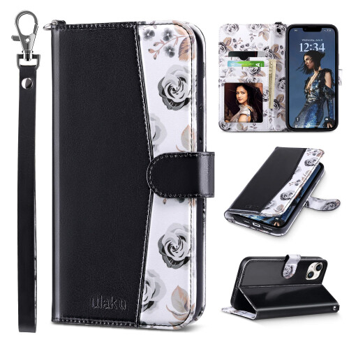 ULAK ULAK iPhone 14 Plus Wallet Case met Kaarthouder [RFID Blokkering], Flipcase voor Vrouwen