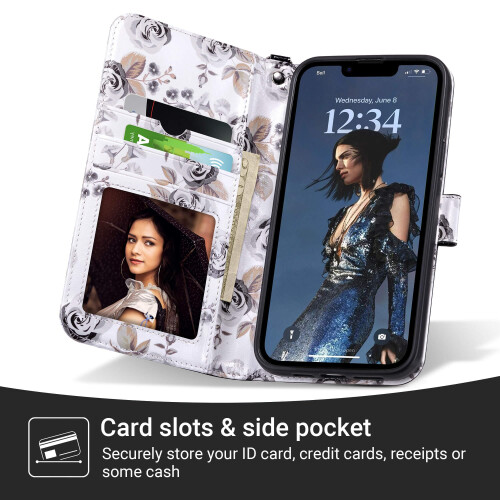 ULAK ULAK iPhone 14 Plus Wallet Case met Kaarthouder [RFID Blokkering], Flipcase voor Vrouwen 1