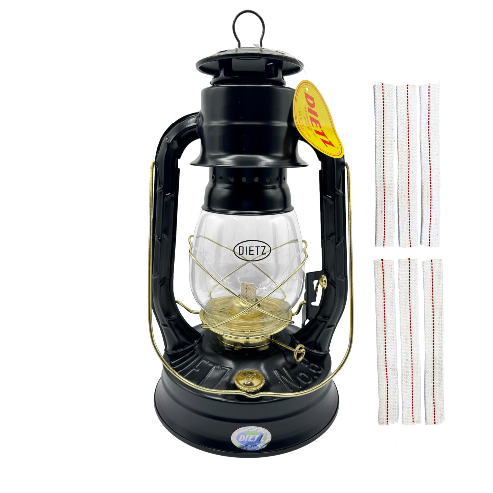 Light Of Mine Dietz #08 Air Pilot, Llaterne, Schwarz Mit Goldrand, Mit 7/8 Zoll Ersatzdochtstreifen (Schwarz Mit Goldrand)-image