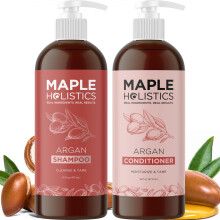 Argan Oil Shampoo and Conditioner for Dry Hair - Paraben and Sulfate Free Shampoo and Conditioner Set for Dry Hair Frizz Curl Care and Split Ends