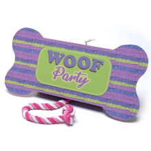 Jokari Woof Party Pull String Dog Toy Pinata. Fill Bone Shaped Box with Your Pups Favorite Treats  Snacks  Favors  Accessories or More. Attached