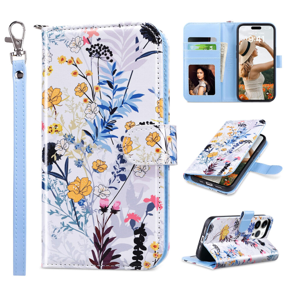 Ulak Compatible With Iphone 14 Pro Wallet Case With Card Holder Flip Pu Leather Floral Phone Protective Cover For Women Kickstand Wristlet Shoc 190514252764