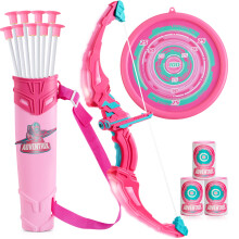 JOYIN Roze Pijl en Boog Set voor Meisjes LED Verlicht Boogschieten Speelgoedset met 9 Zuignap Pijlen Doel & Pijlkoffer Kerstmis Binnen Buiten Act