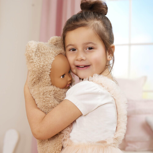LullaBaby - Boneca realista de 14 polegadas - Tom de pele verde-oliva e olhos castanhos - Ultra - Urso macio - Cuddler temtico - Brincar de fing 2