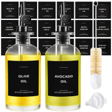 Spaceneat Olive Oil Dispenser Bottle - Includes 55 Kitchen Essential Labels - Cooking Oil Bottles for Kitchen Coffee Syrup Dispenser - Pourer Sp