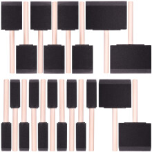 Vanitek 20 Piece Flat Flexible Poly Foam Bevel-Tipped Brush Set with Wooden Handles Ideal for Applying Paint Oil-Based Paints Stain Varnish E