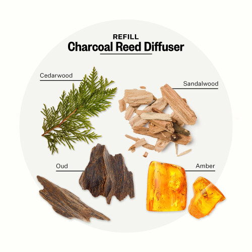 Apotheke Luxury Scented Oil Reed Diffuser Liquid Refill (Charcoal) - Premium Home Fragrance Diffuser Refill Set with Sticks 1