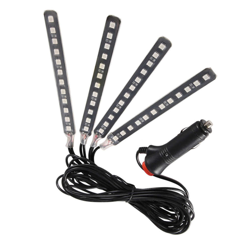 12V 4X 12Smd Car Interior Rgb Led Strip S Foot Atmosphere Remote Control(Blue) Light/Blue 8791324607663
