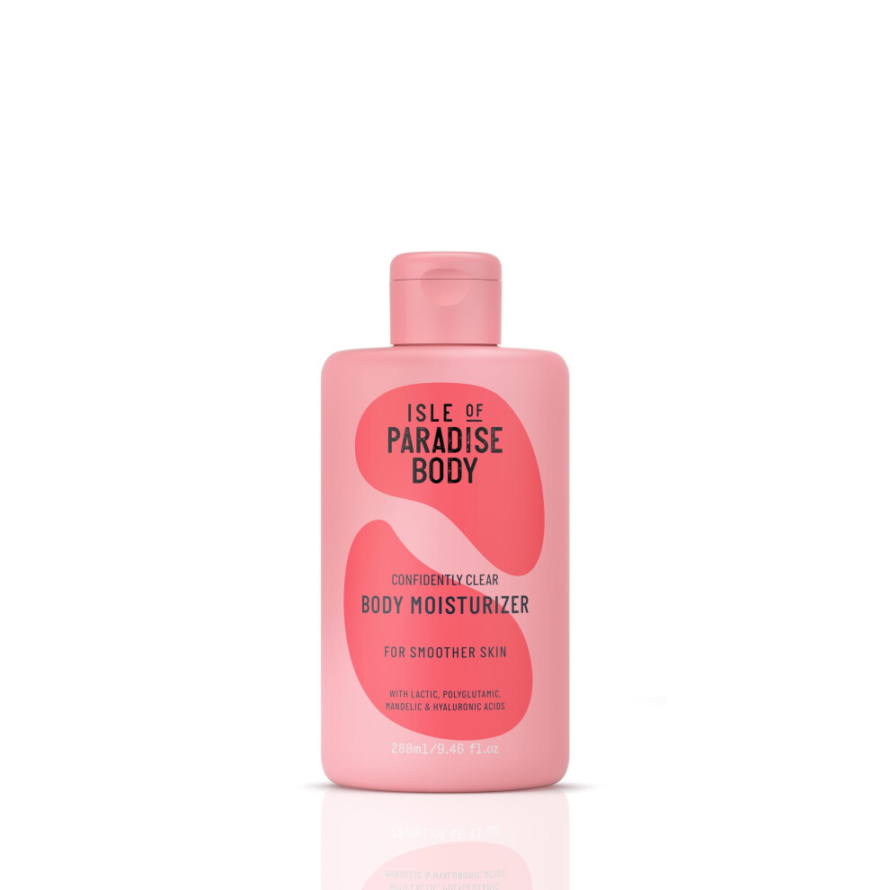 Isle of Paradise Confidently Clear Body Moisturizer - Hydrated  Clearer  Smoother Skin - Lightweight Lotion with Glycolic  Polyglutamic  Mandelic