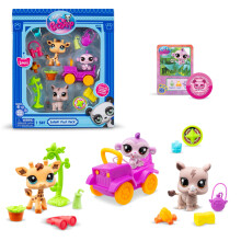 Littlest Pet Shop Safari-Spielpaket  Haustiere der 7. Generation #53 #54 #55 Authentische LPS-Wackelkopffigur zum Sammeln, Fantasie-Spielzeugtier, f