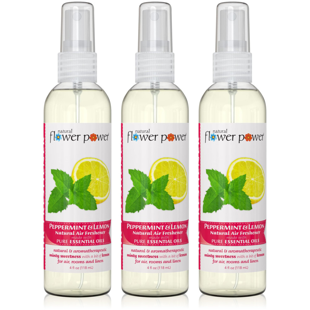 Natural Flower Power Air Freshener Spray - Odor Eliminator with Essential Oils for the Home  Car & Fabric - Cruelty Free & Vegan - Peppermint & L-image-OPC-PHWVB56-NEW