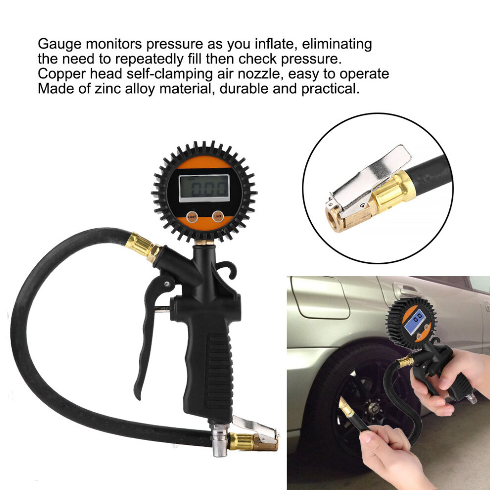 Universal Car Motorcycle Digital Tire Inflator Pump Gun Tyre Pressure Gauge Air Inflation 9411324608345